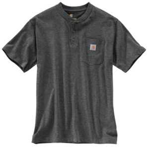 Carhartt® Short Sleeve Henley T-Shirt - carbon heather - front
